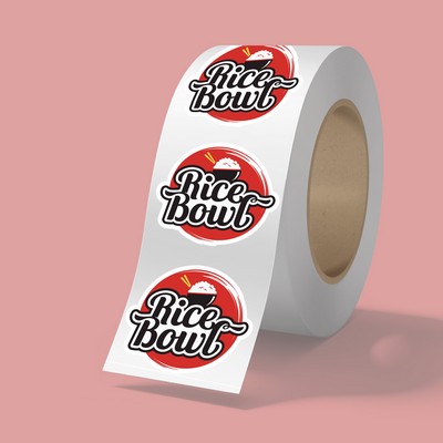 2" x 2" BOPP stickers on roll - 3.5mil